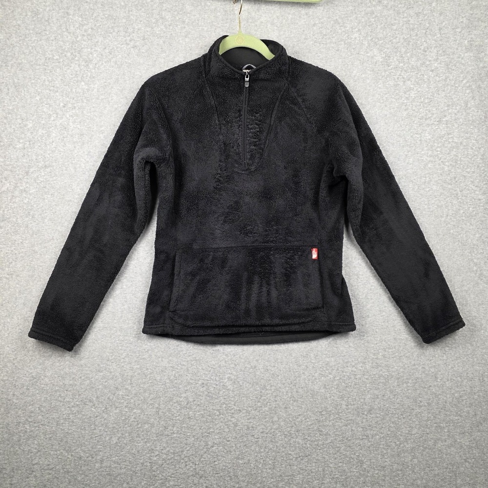 The North Face‎ Sweatshirt Womens Medium Black Fleece 1/4 Zip Pocket Pullover